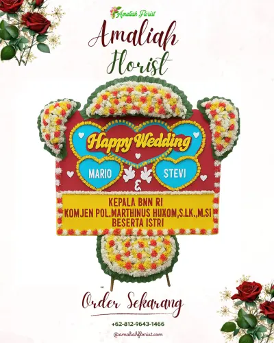 Karangan Papan Bunga Pernikahan di Rajadesa